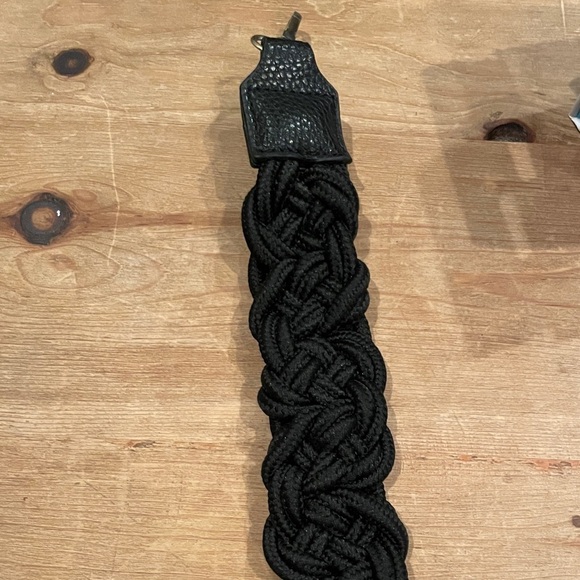 NWT Anthropologie Black Braided Leather brass hardware strap OS - Picture 10 of 12